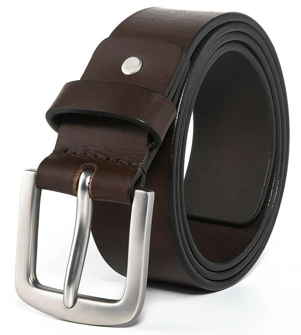 FVLUX™ Full Grain Genuine Leather Belt | Premium, Casual, Metal Buckle, Brown/Black/Tan