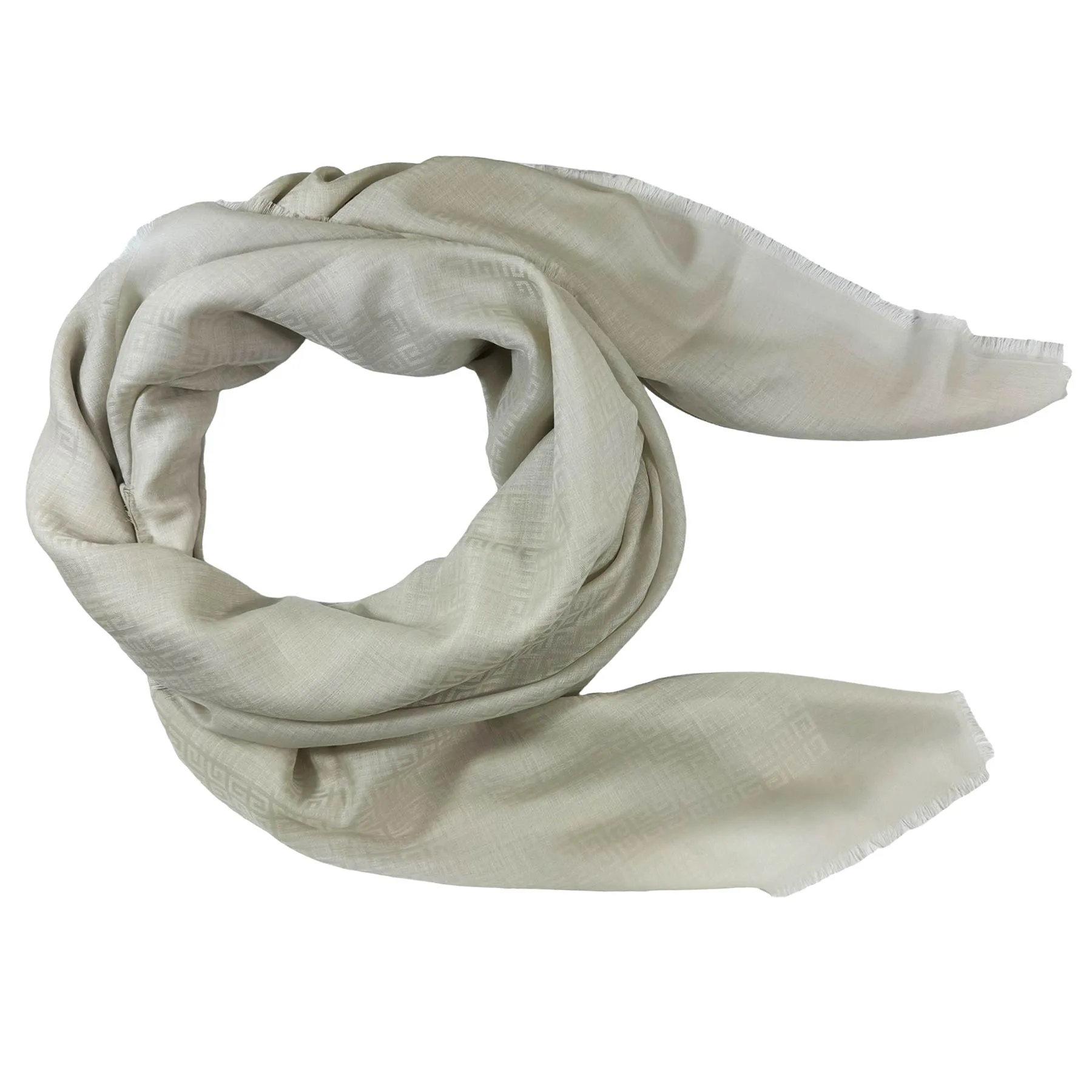 Givenchy Cashmere Scarf Beige 4G Allover - Extra Large 55 Inch Square Wrap