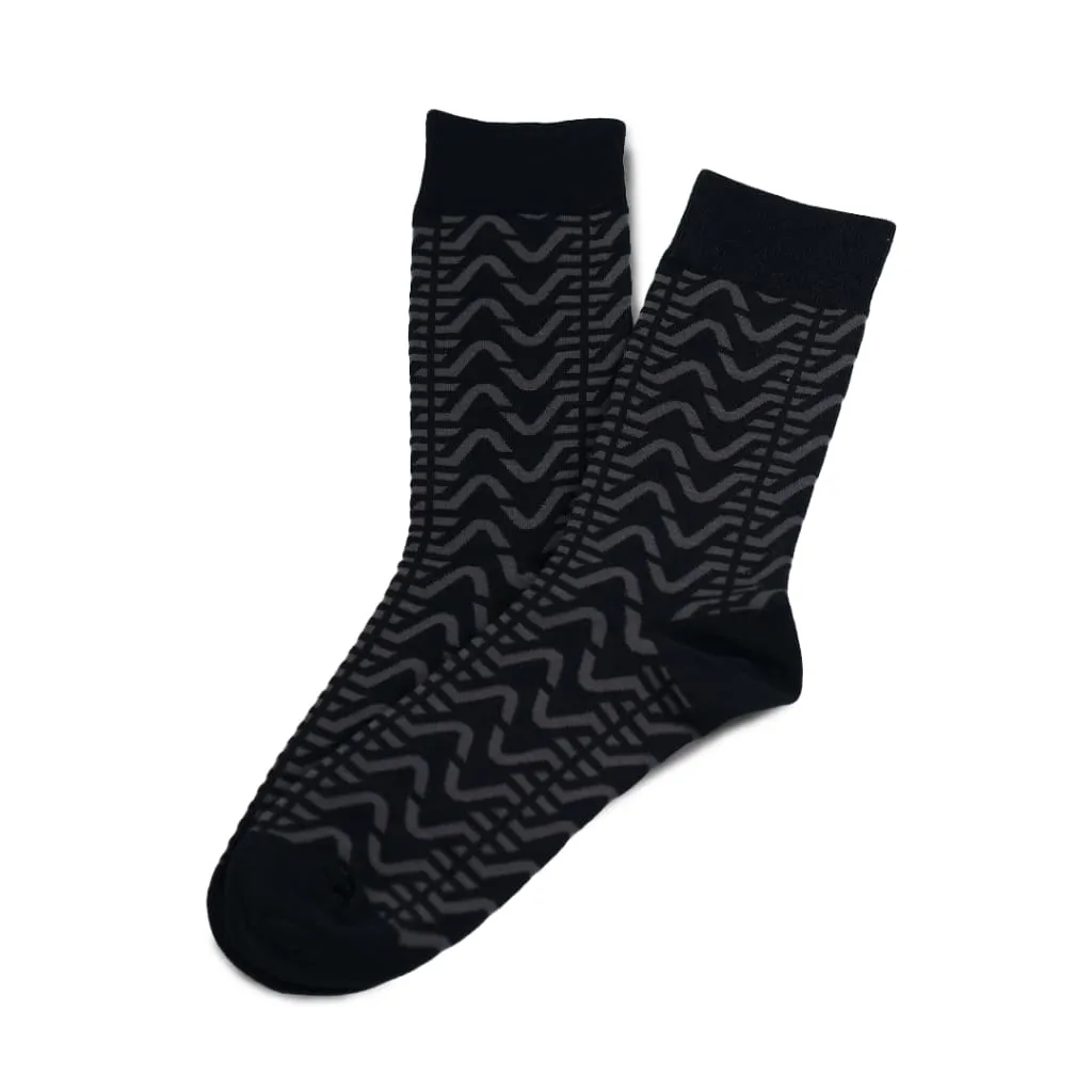 High Socks Logo Pattern Black