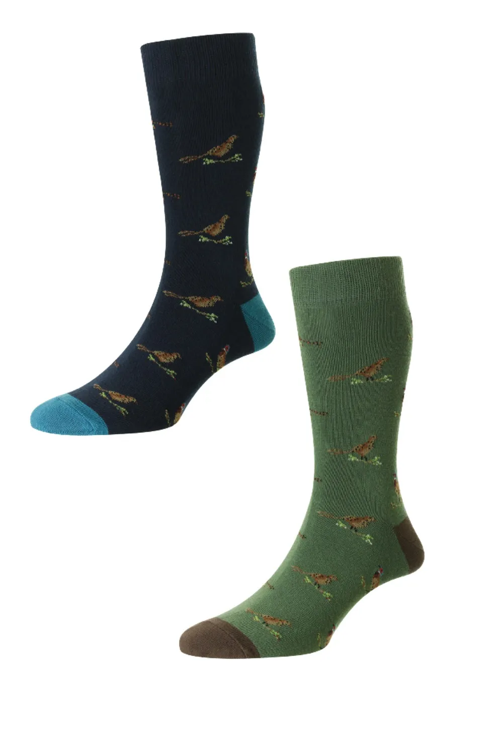 HJ Hall Pheasant and Grouse Motif Rich Cotton Socks