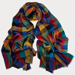 Kaleidoscope Check Cashmere Ring Shawl