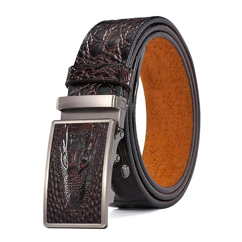 Luxury Leather Crocodile Buckle Belt