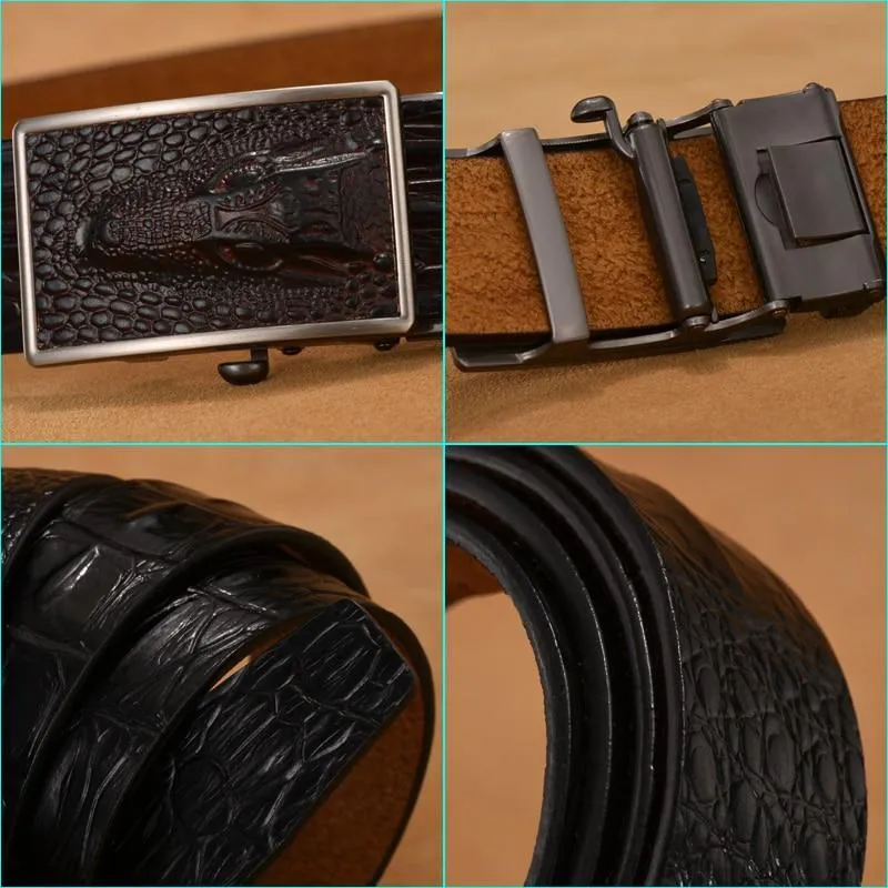 Luxury Leather Crocodile Buckle Belt