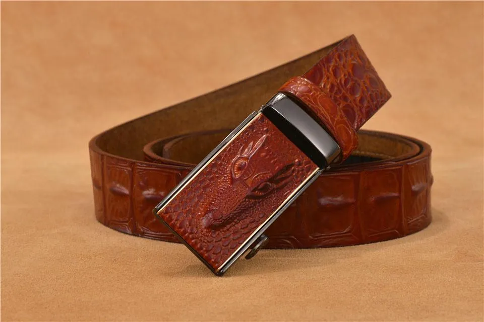 Luxury Leather Crocodile Buckle Belt