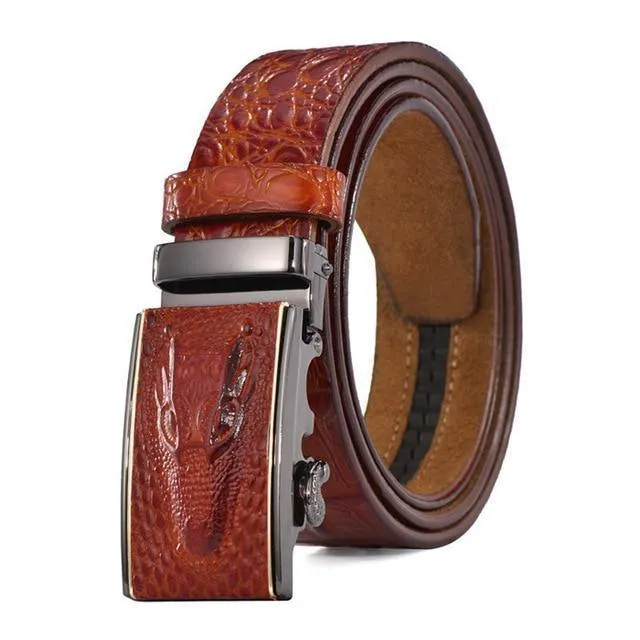 Luxury Leather Crocodile Buckle Belt