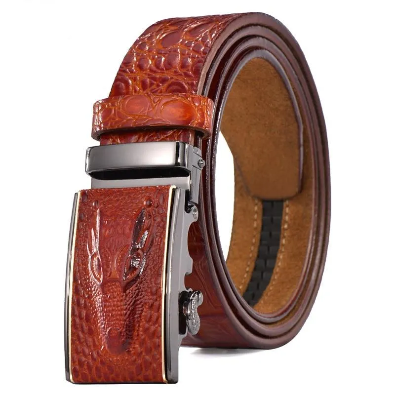 Luxury Leather Crocodile Buckle Belt