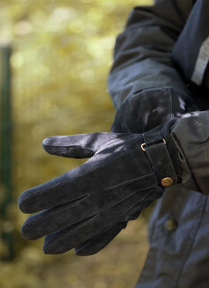 Men's Three-Point Fleece-Lined Suede Gloves