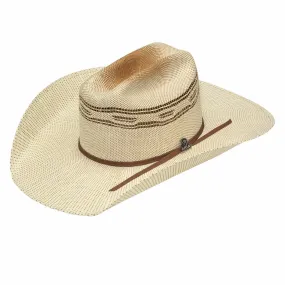 MF Western Ariat Straw Golden Brown Hatband Bangora Hat, Ivory & Tan Style A73196