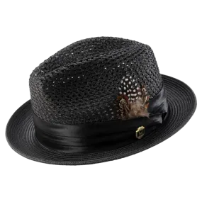 Montique Black Men's Summer Straw Hats Style H-34