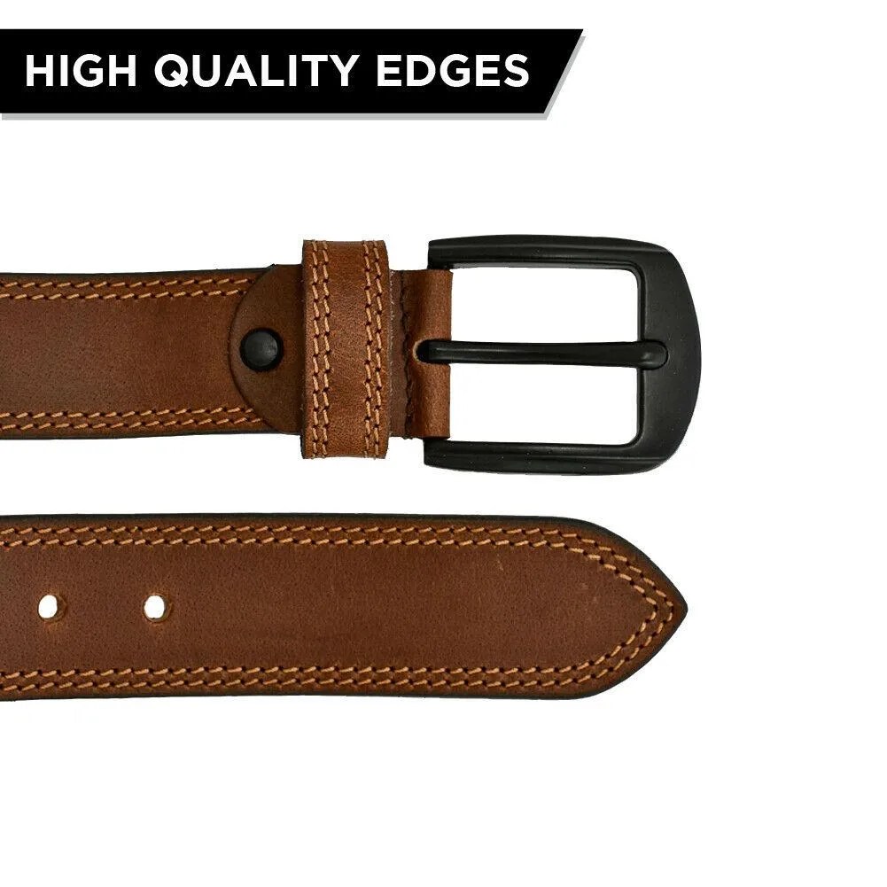 MRoyale™ Handmade FULL GRAIN Premium Leather Belt | Jeans, Metal Buckle, Brown/Black/Tan