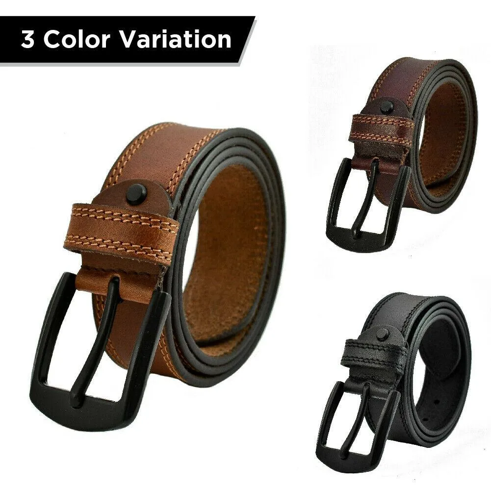 MRoyale™ Handmade FULL GRAIN Premium Leather Belt | Jeans, Metal Buckle, Brown/Black/Tan