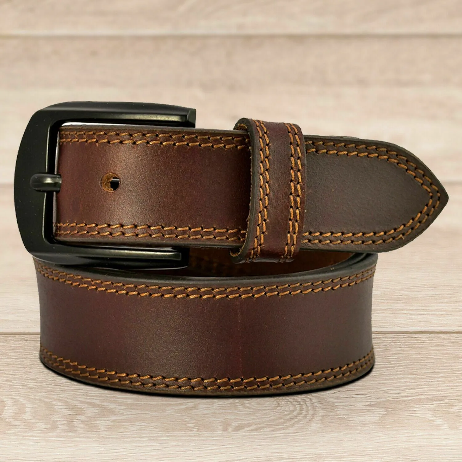 MRoyale™ Handmade FULL GRAIN Premium Leather Belt | Jeans, Metal Buckle, Brown/Black/Tan