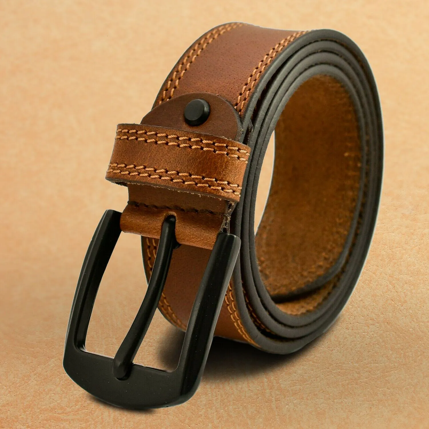 MRoyale™ Handmade FULL GRAIN Premium Leather Belt | Jeans, Metal Buckle, Brown/Black/Tan