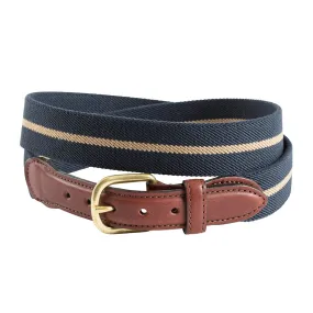 Navy & Khaki Belgian Stretch Leather Tab Belt