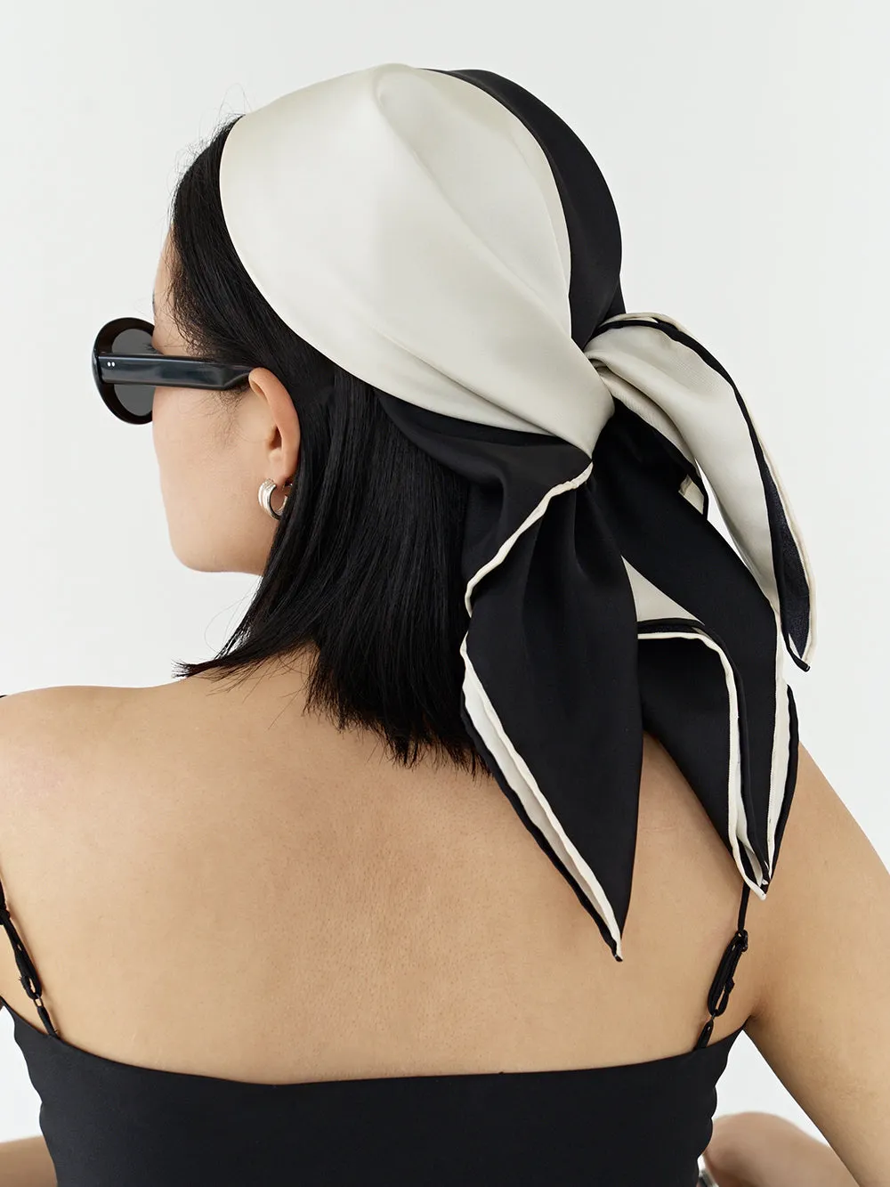 NOAH SILK SCARF (BLACK/CREAM)