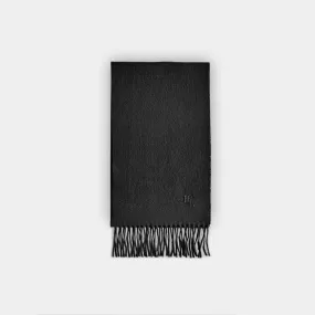 Plain Black Pure Narrow Width Cashmere Scarf