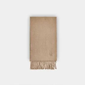 Plain Ecru Narrow Width Pure Cashmere Scarf