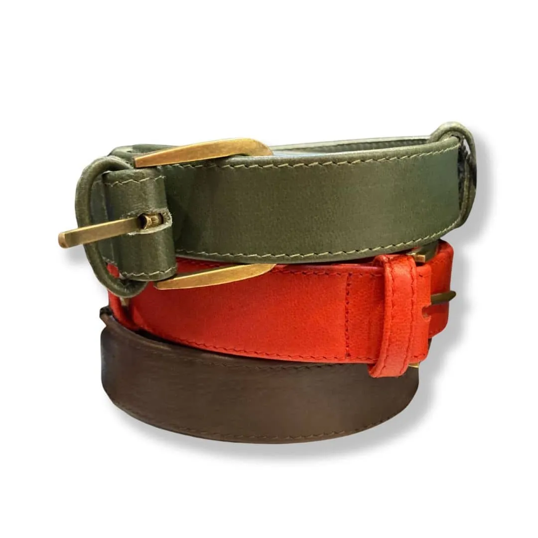 Plus Size Leather Belt - Dark Olive