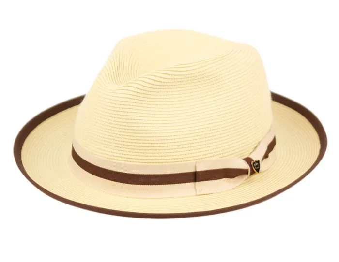 Poly Braid Straw Fedora with Grosgrain Band