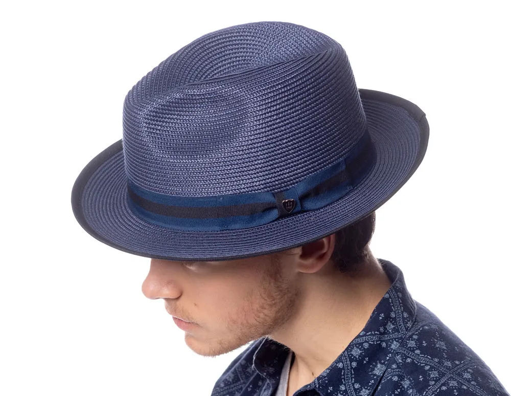 Poly Braid Straw Fedora with Grosgrain Band