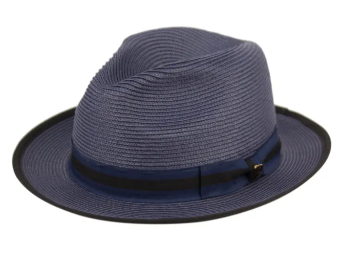 Poly Braid Straw Fedora with Grosgrain Band