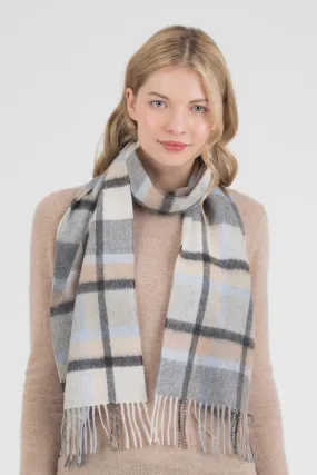 Princeton Check Cashmere Scarf - Blue