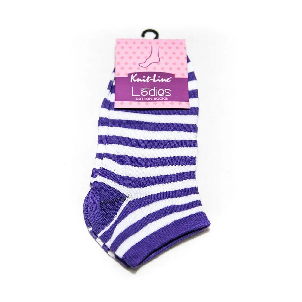 Purple With White Women's Ankle Cotton Socks - KL-22