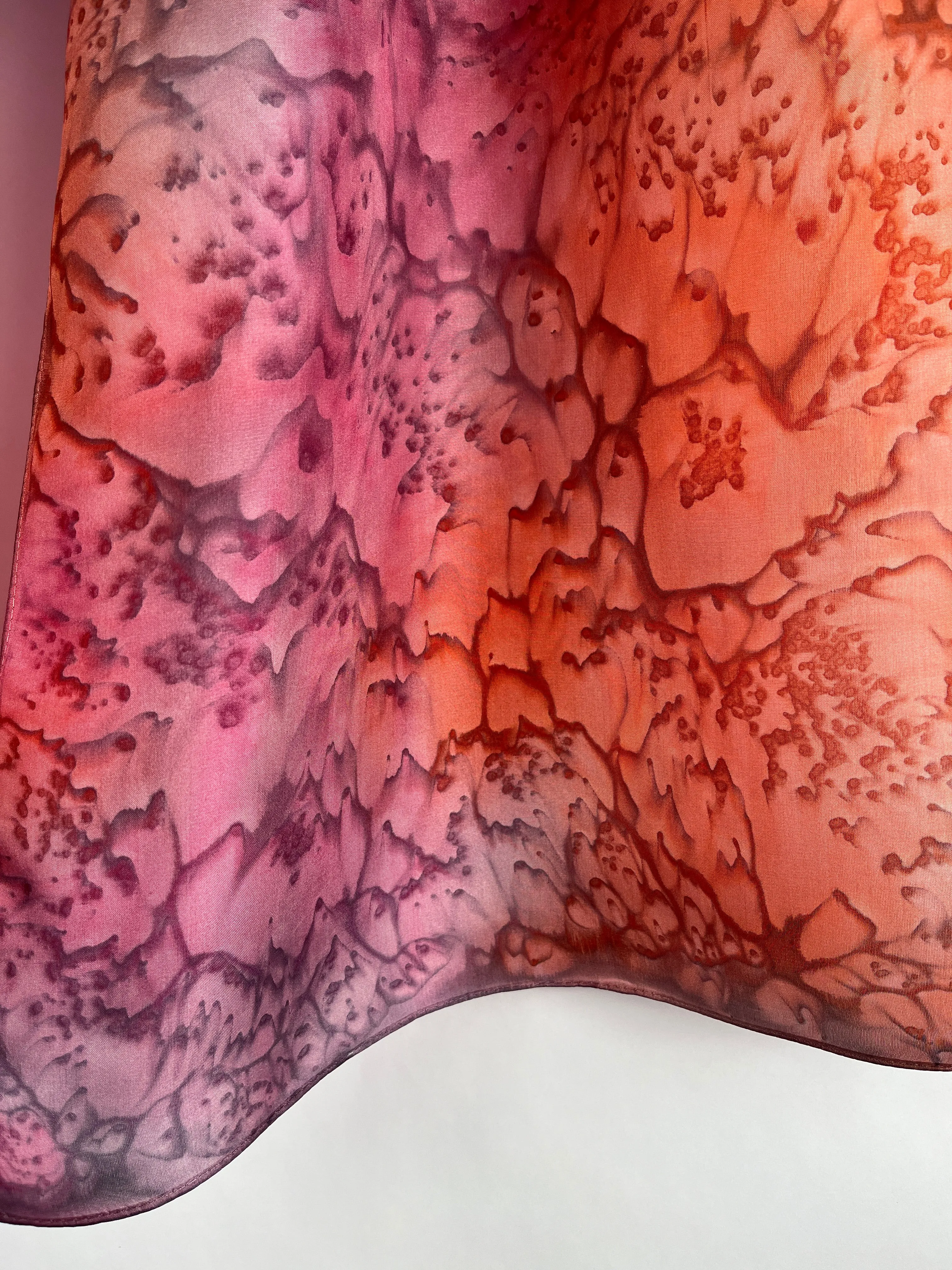 "Sunset Mermaid" - Hand-dyed Silk Scarf - $125