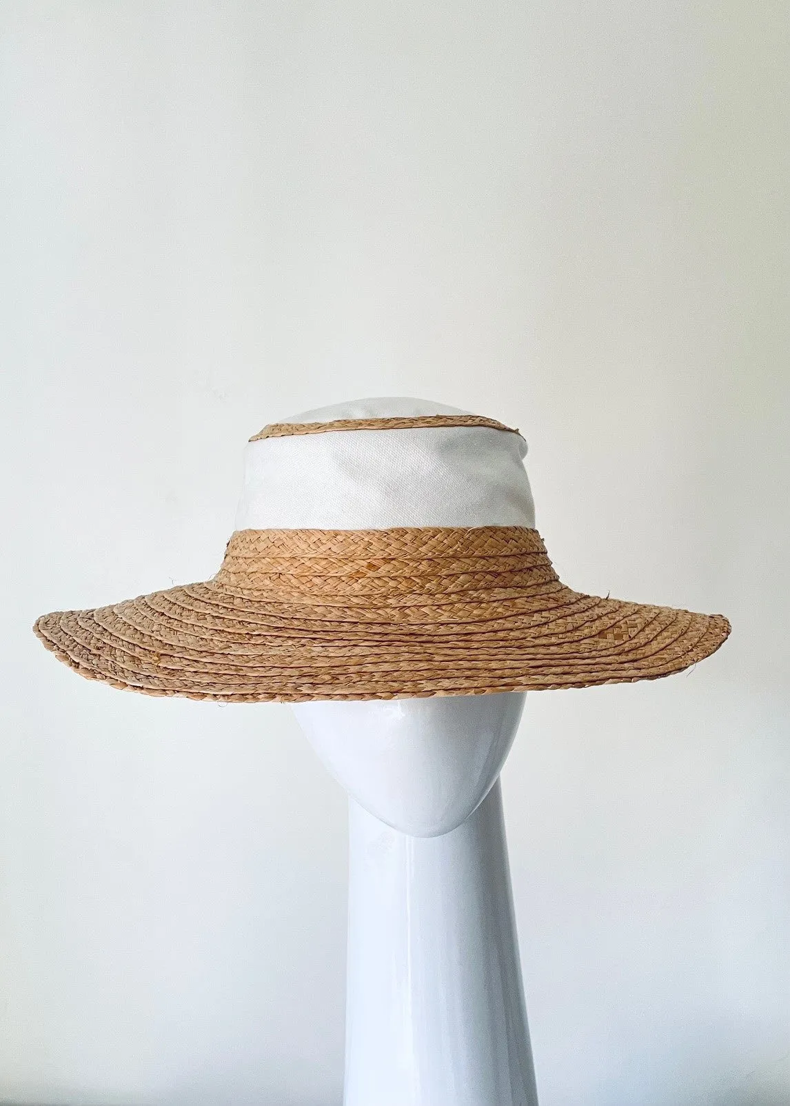 Raffia Brimmed Travel Hat in White