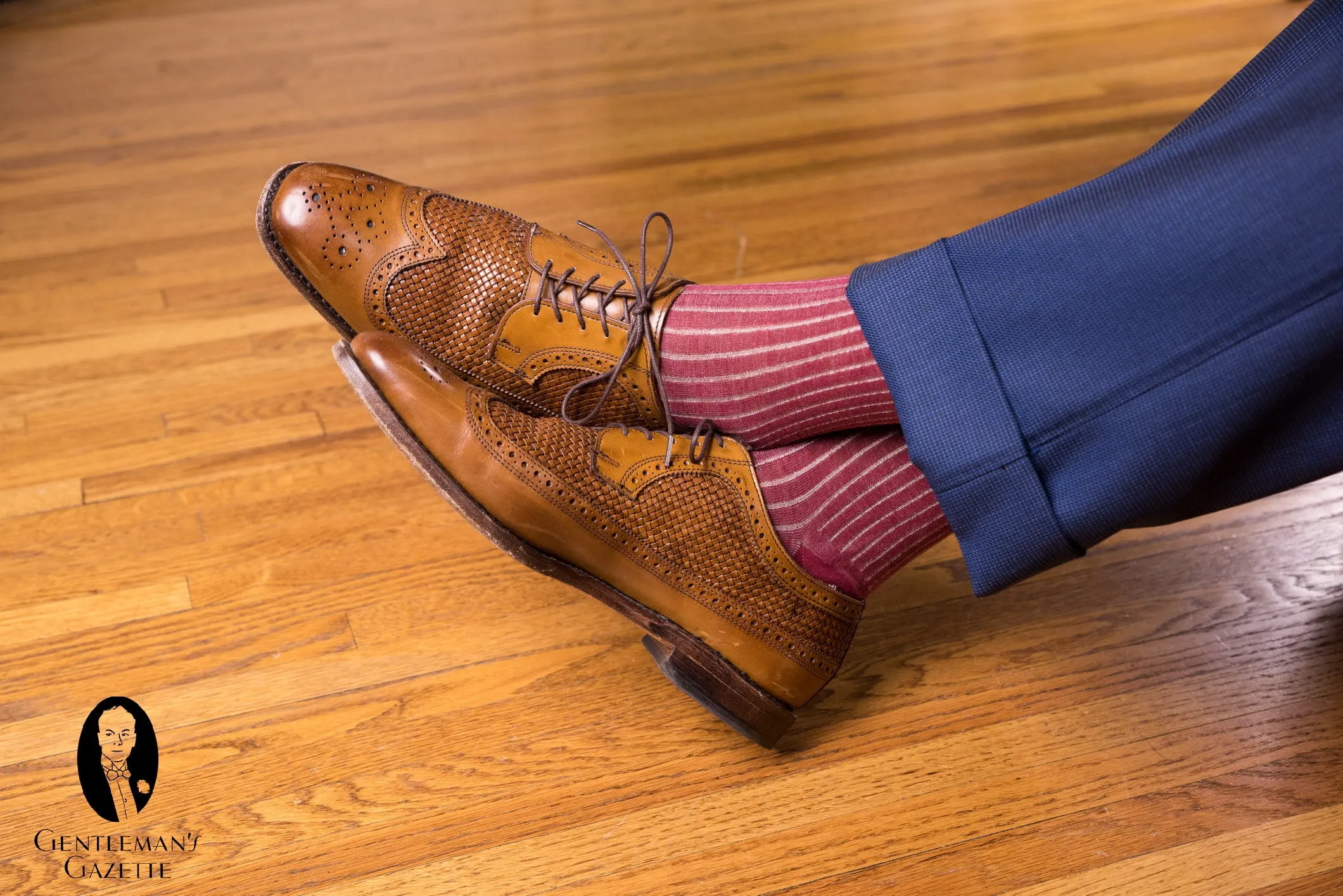 Red & Light Gray Shadow Stripe Cotton Socks