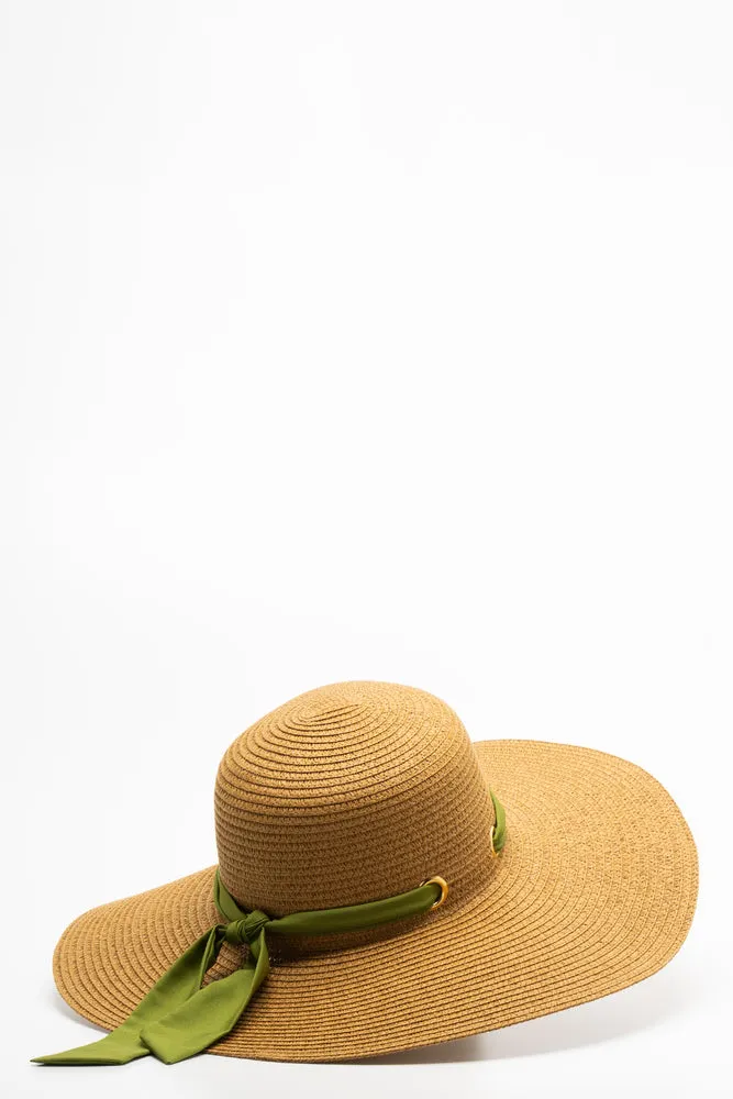 Ribbon Floppy Sunhat Natural And Green