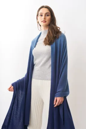 Robertson Madison 100% Cashmere Ombre Travel Wrap CC-102C | Caribbean Blue