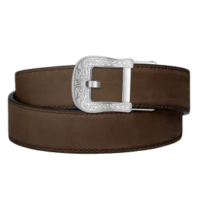 RODEO BUCKLE | COFFEE BUFFALO LEATHER GUN BELT