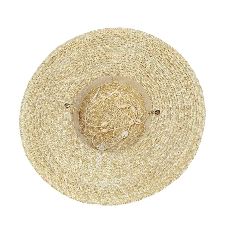 Seashells Wide Brimmed Boater Straw Hat