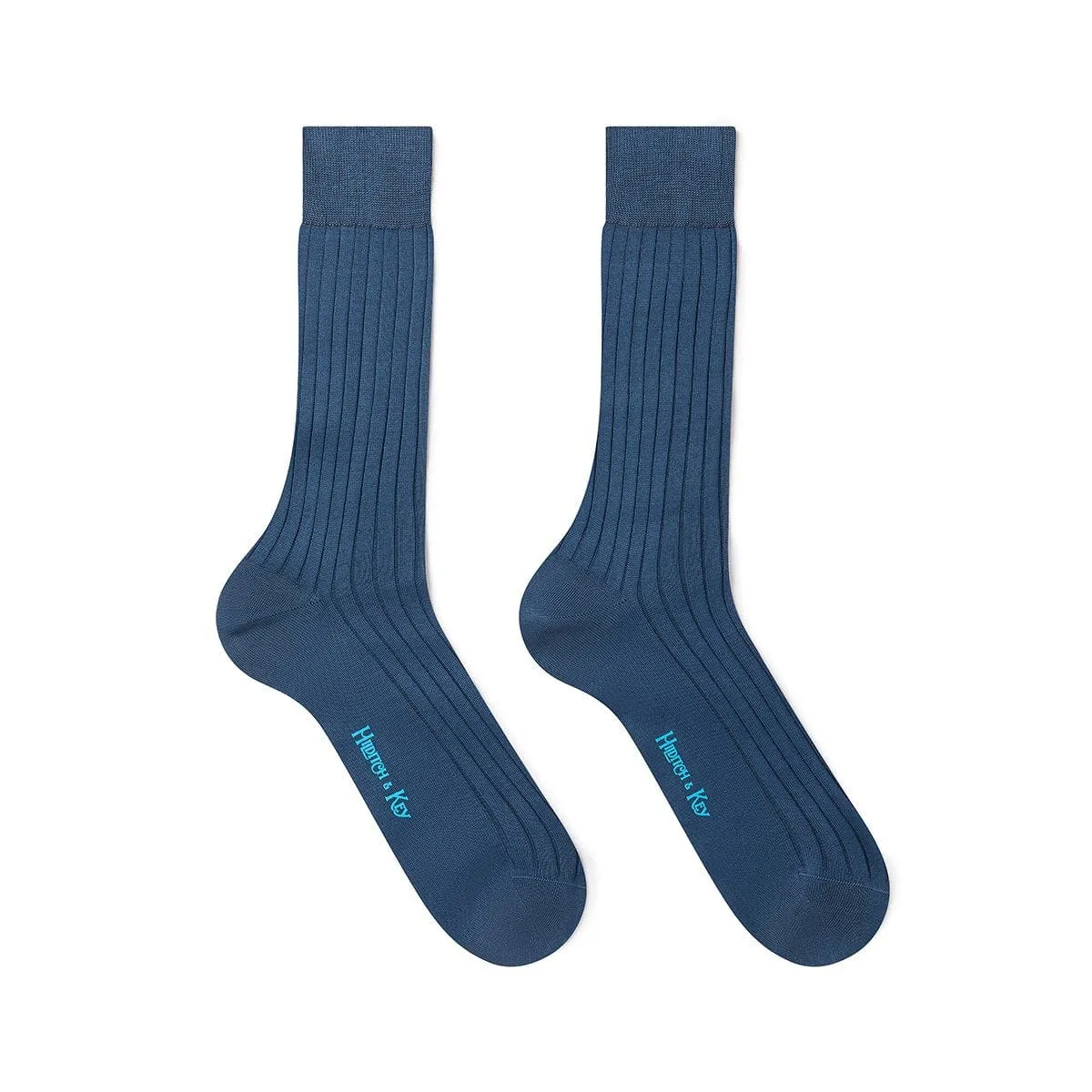 Short Blue Cotton Socks