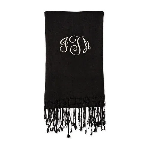 Solid Monogrammed Pashmina Scarf Choose Color