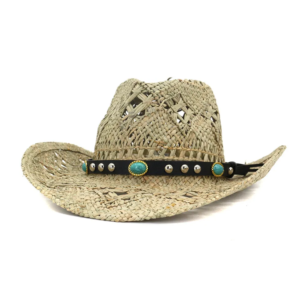 Straw Cowboy Hats Denim Hat Natural Grass Straw Hat