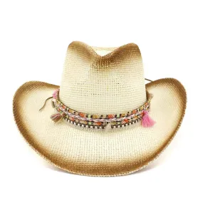 Straw Cowboy Hats Female Outdoor Beach Hat Straw Cowboy Hat Sun Protection Hat