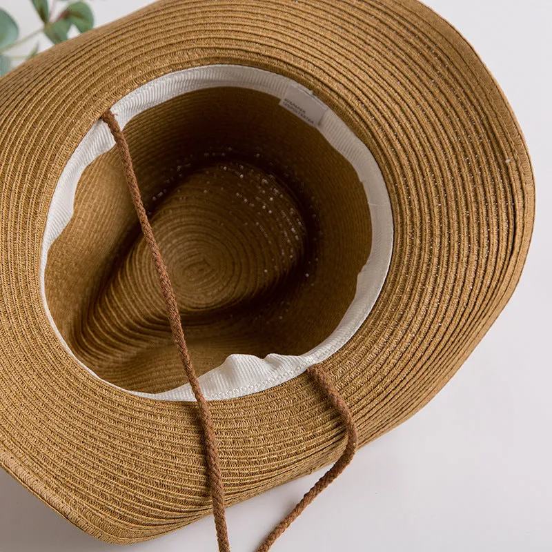 Straw Cowboy Hats Men's Summer Cowboy Hat Sun Protection Sun Hat Seaside Beach Hat