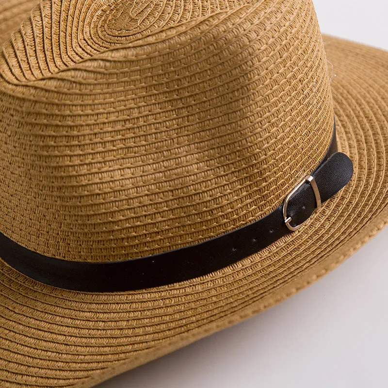 Straw Cowboy Hats Men's Summer Cowboy Hat Sun Protection Sun Hat Seaside Beach Hat