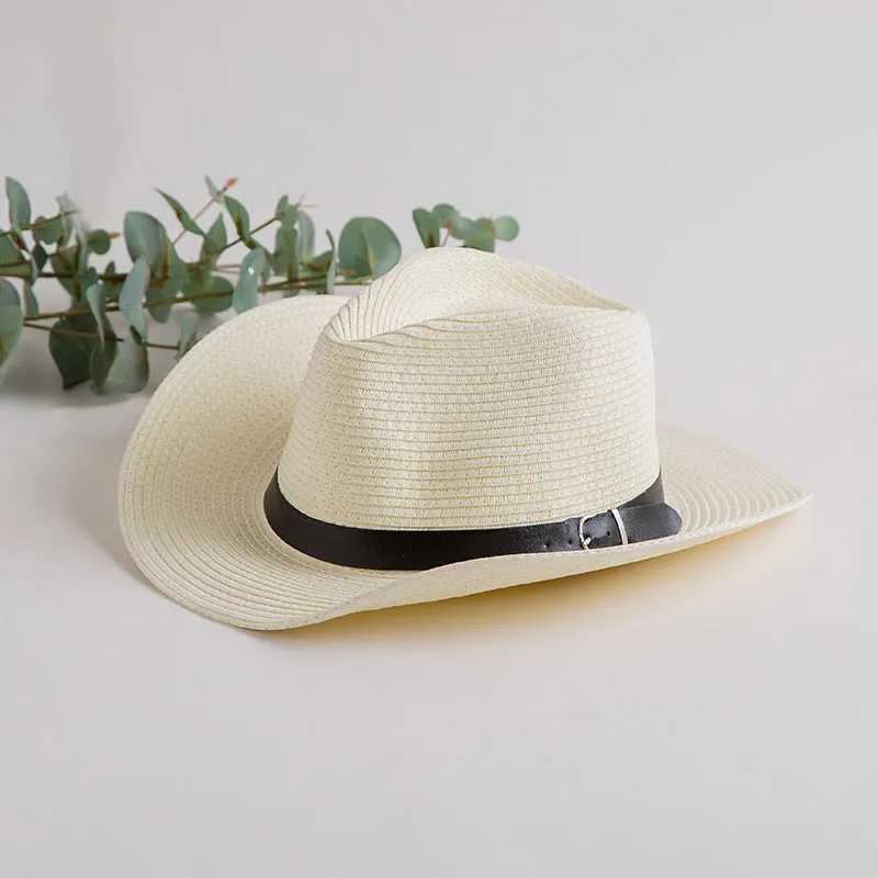 Straw Cowboy Hats Men's Summer Cowboy Hat Sun Protection Sun Hat Seaside Beach Hat