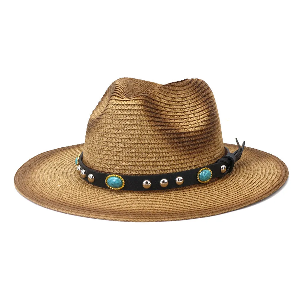 Straw Cowboy Hats Spring and Summer Men's and Women's Outdoor Travel Sun Hat