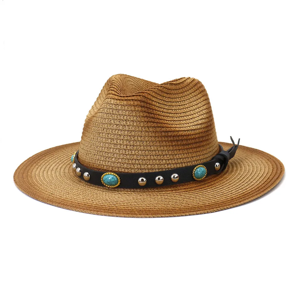 Straw Cowboy Hats Spring and Summer Men's and Women's Outdoor Travel Sun Hat