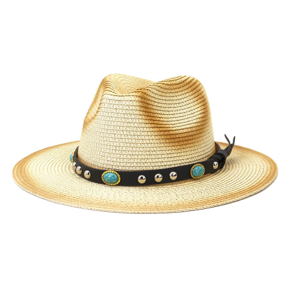 Straw Cowboy Hats Spring and Summer Men's and Women's Outdoor Travel Sun Hat