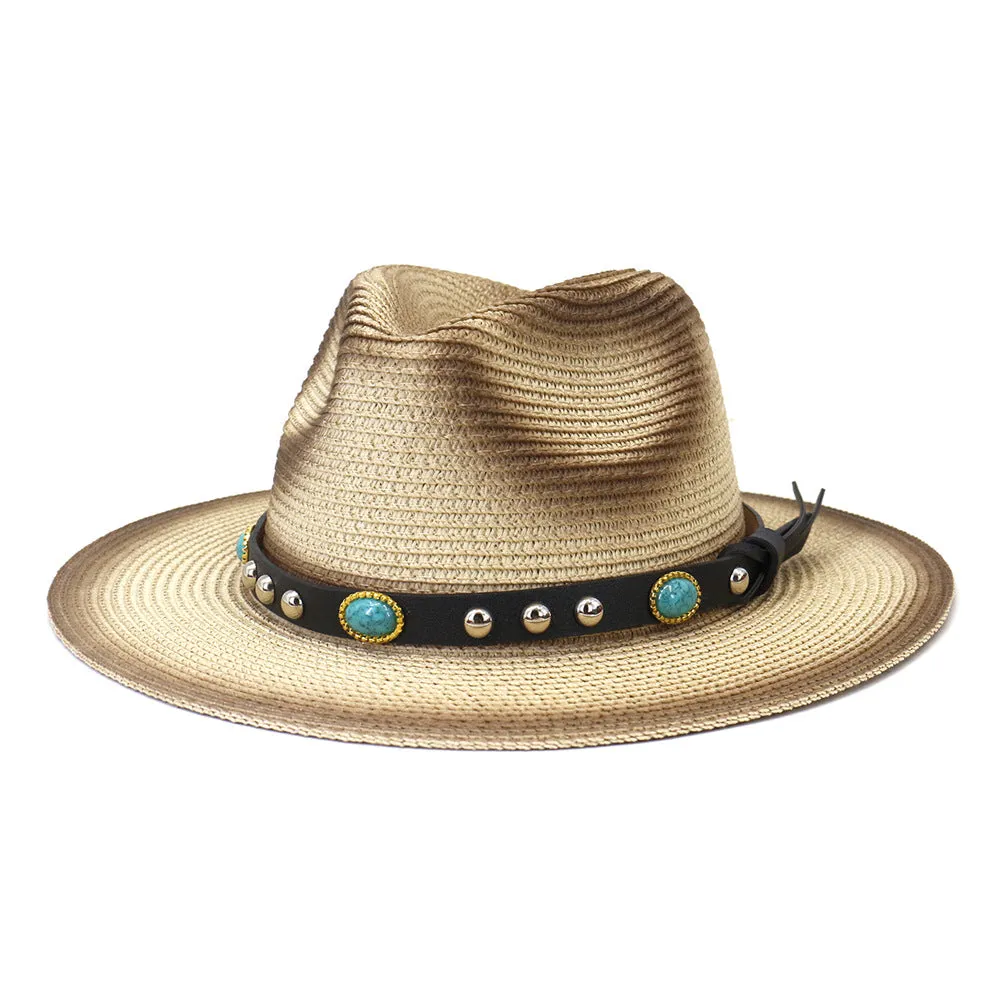 Straw Cowboy Hats Spring and Summer Men's and Women's Outdoor Travel Sun Hat