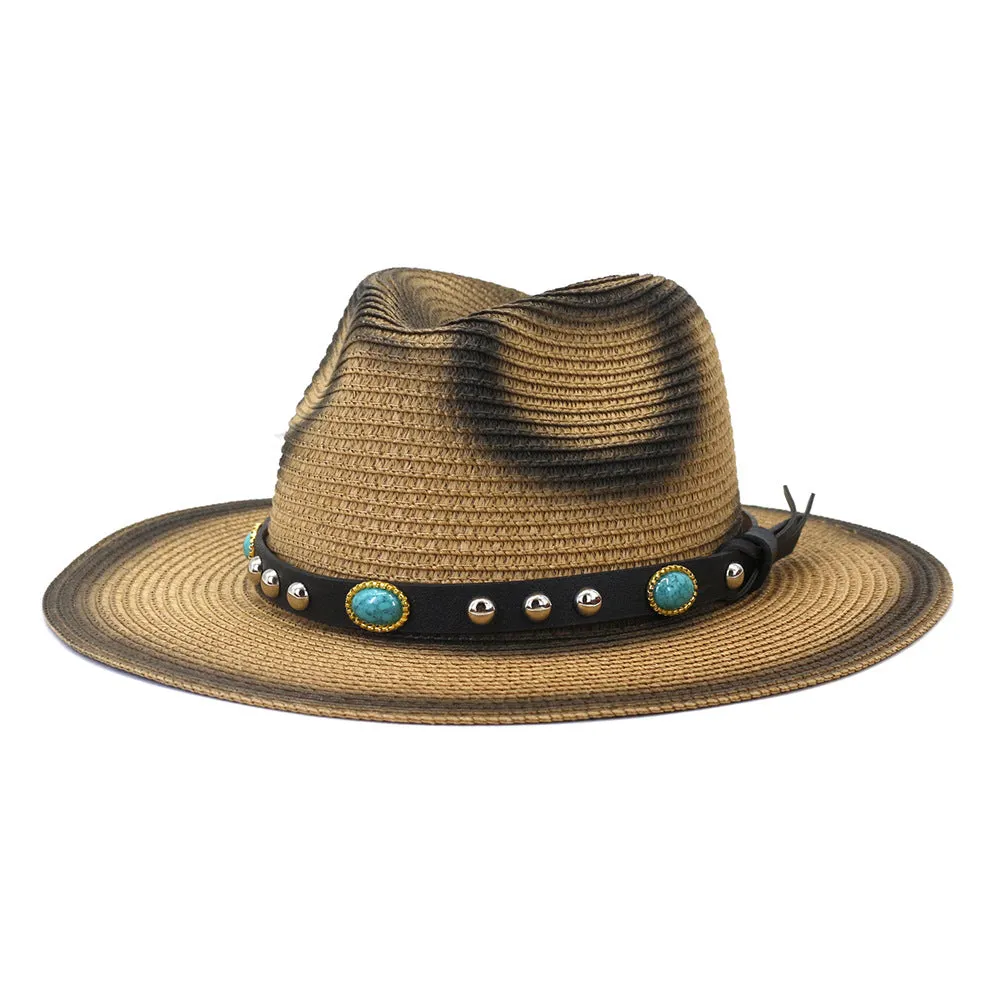 Straw Cowboy Hats Spring and Summer Men's and Women's Outdoor Travel Sun Hat