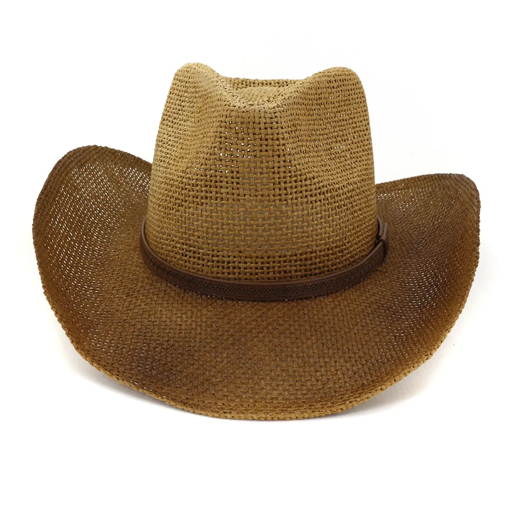 Straw Cowboy Hats Straw Cowboy Hat Men and Women Outdoor Seaside Sun Protection