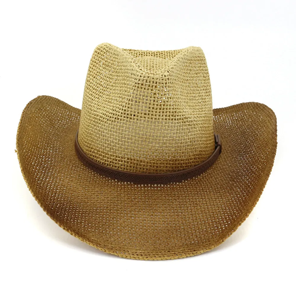 Straw Cowboy Hats Straw Cowboy Hat Men and Women Outdoor Seaside Sun Protection