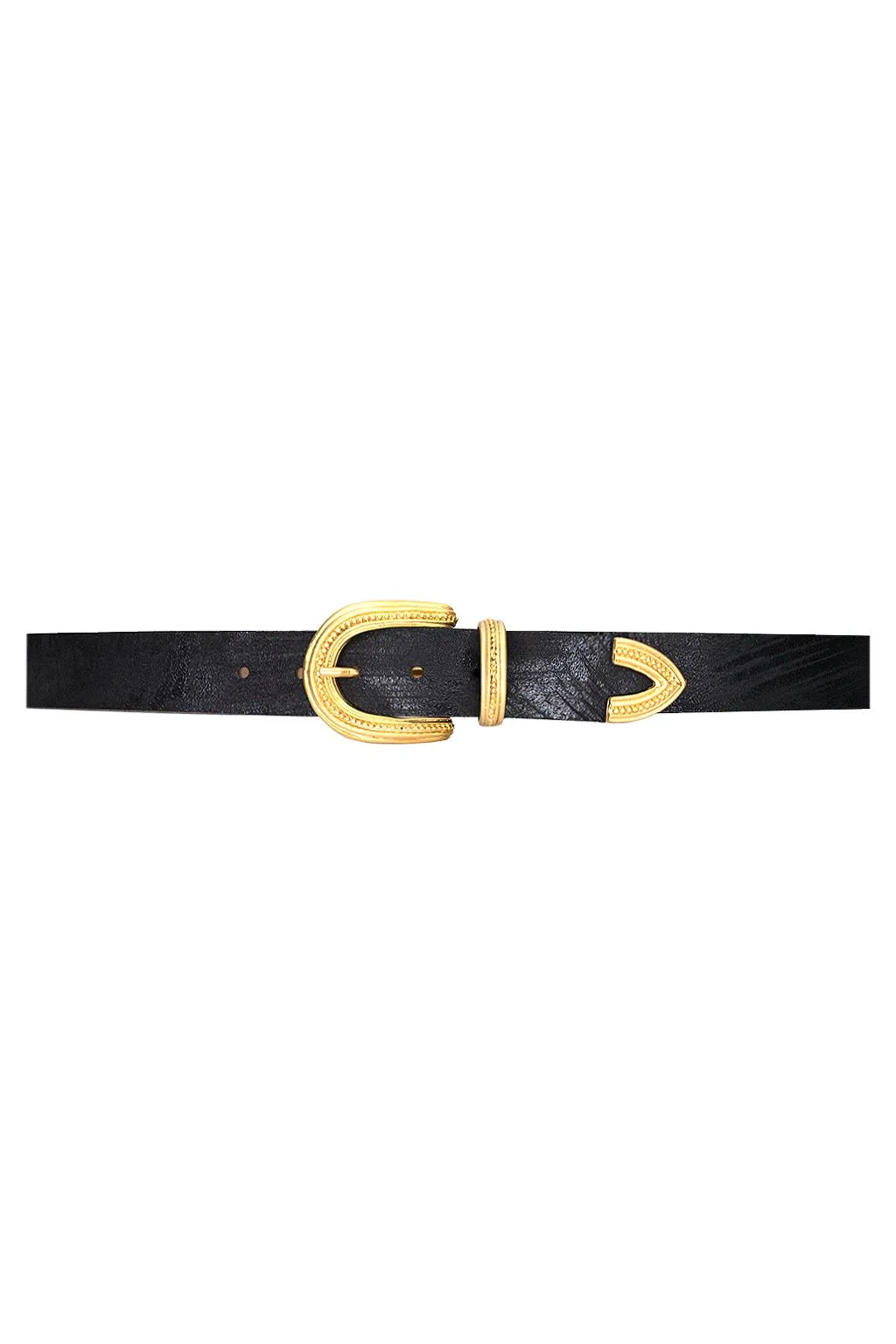 Streets Ahead Elizabeth Crackle Leather Belt 39102 | Black OL/Matte Gold Buckle