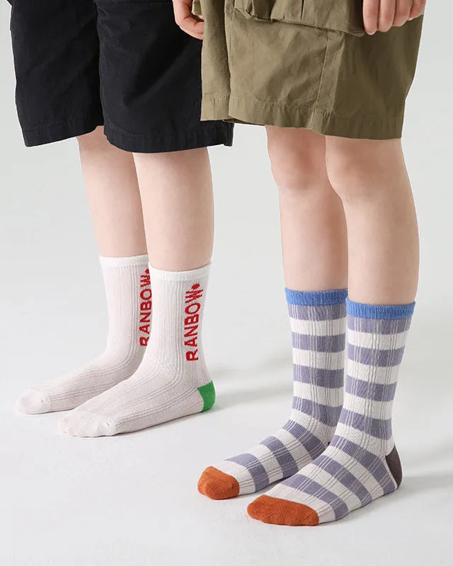 Sweetnana 4-Pack "Gummy grizzly bear" Series Children's Seamless Socks: Striped Socks High Quality Kids Socks for Spring/Summer, Cotton Socks Comfortable and Breathable.